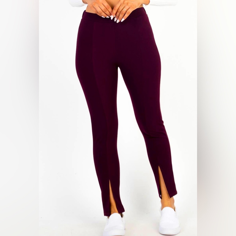 High Waist Front Slit Pants